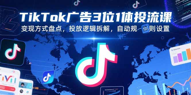 TikTok广告3位1体投流课，变现方式盘点，投放逻辑拆解，自动规则设置-网创猫