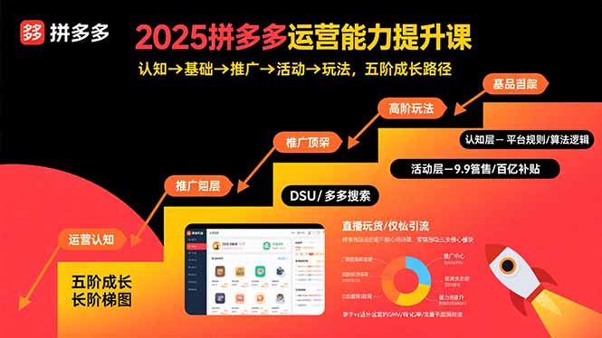 2025拼多多运营能力提升课：认知→基础→推广→活动→玩法，五阶成长路径-网创猫
