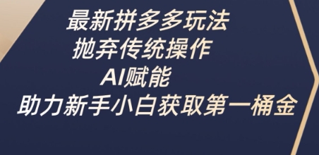 最新拼多多玩法，抛弃传统操作，AI赋能，助力新手小白获取第一桶金-网创猫