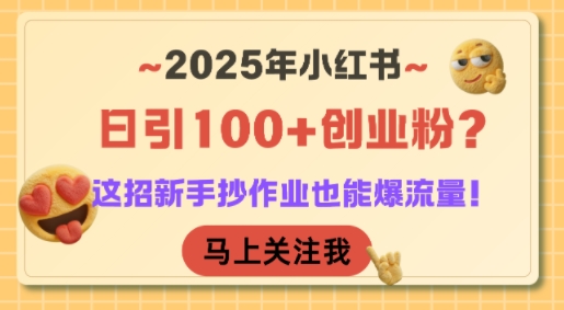 2025年小红书日引100+创业粉？这招新手抄作业也能爆流量！-网创猫