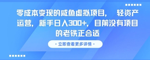 零成本变现的咸鱼虚拟项目, 轻资产运营,新手日入3张+,目前没有项目的老铁正合适-网创猫