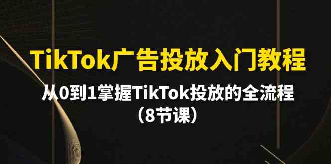 (10085期)TikTok广告投放入门教程,从0到1掌握TikTok投放的全流程(8节课)-网创猫