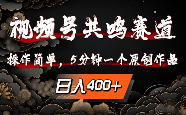 视频号共鸣赛道，操作简单，5分钟1个原创作品，日入几张【揭秘】-网创猫