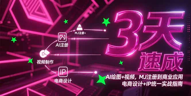 3天速成AI绘图+视频，MJ注册到商业应用，电商设计+IP统一实战指南-网创猫