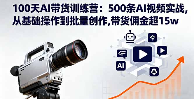 100天AI带货训练营：500条AI视频实战,从基础操作到批量创作,带货佣金超15w-网创猫