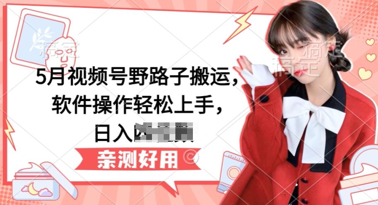 5月视频号野路子搬运，软件操作轻松上手，日入三位数-网创猫