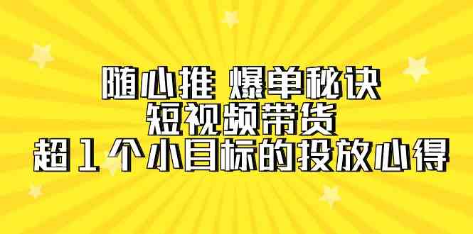 随心推爆单秘诀，短视频带货-超1个小目标的投放心得（7节视频课）-网创猫