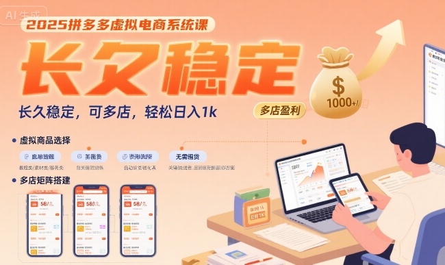 2025拼多多虚拟电商系统课，长久稳定，可多店，轻松日入1k-网创猫