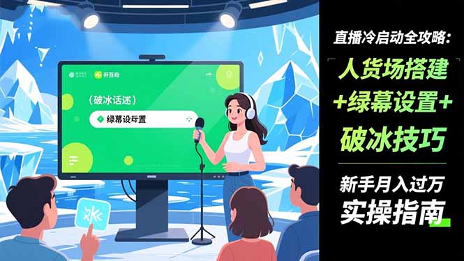 直播冷启动全攻略:人货场搭建+绿幕设置+破冰技巧，新手月入过万实操指南-网创猫