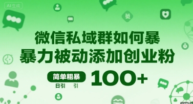 微信私域群如何暴力被动添加创业粉，简单粗暴，日引100+-网创猫