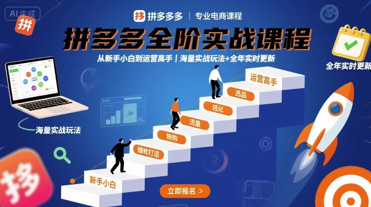 拼多多全阶实战课程，从新手小白到运营高手，海量实战玩法+全年实时更新【2025年10月更新】-网创猫