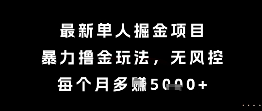 最新单人掘金项目，暴力撸金玩法，无风控，每个月多挣5k+-网创猫