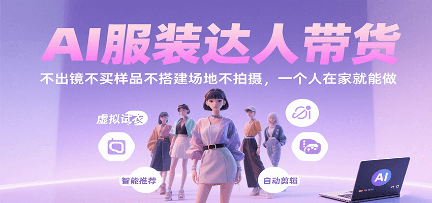 AI服装达人带货，不出镜不买样品不搭建场地不拍摄，一个人在家就能做-网创猫