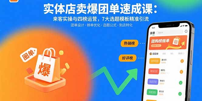 实体店卖爆团单速成课：来客实操与四榜运营，7大选题模板精准引流-网创猫