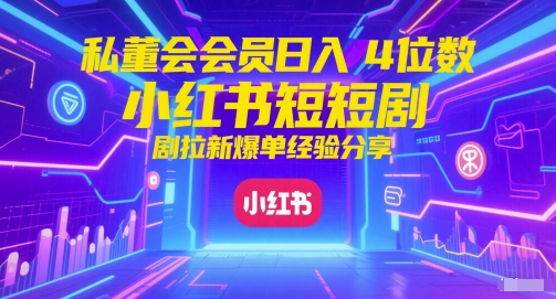 私董会会员日入4位数小红书红果短剧拉新爆单经验分享-网创猫