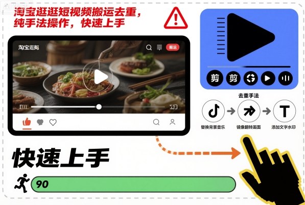 淘宝逛逛短视频搬运去重，纯手法操作，快速上手-网创猫