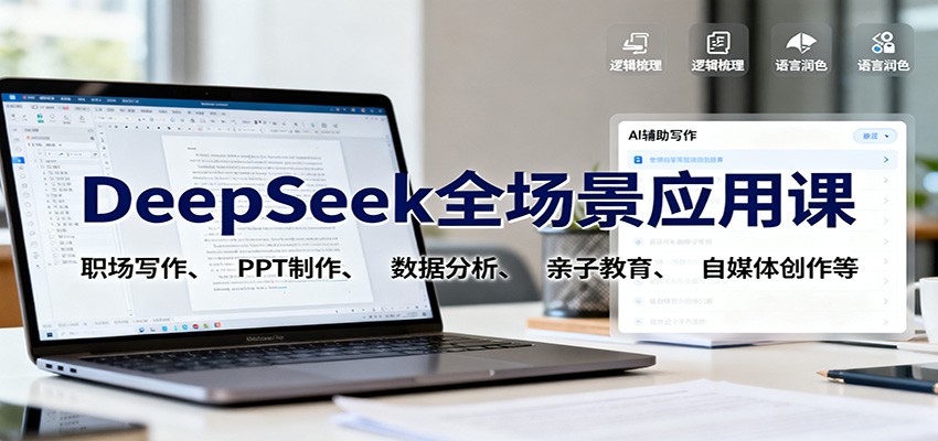 DeepSeek全场景应用课：职场写作、 PPT制作、数据分析、亲子教育、自媒体创作等-网创猫