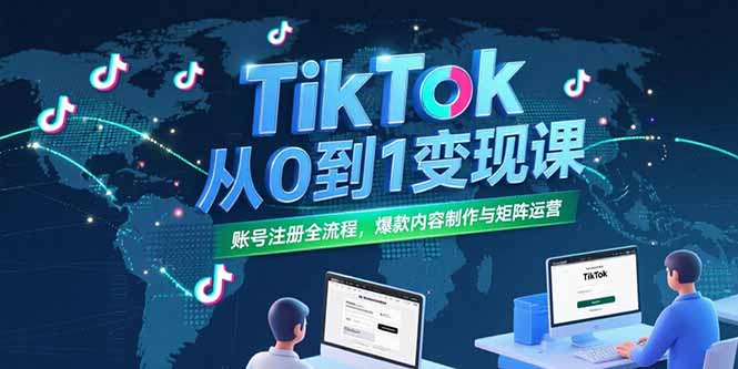 TikTok从0到1变现课，账号注册全流程，爆款内容制作与矩阵运营-网创猫