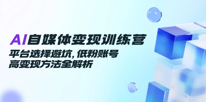 AI自媒体变现训练营，平台选择避坑，低粉账号高变现方法全解析-网创猫