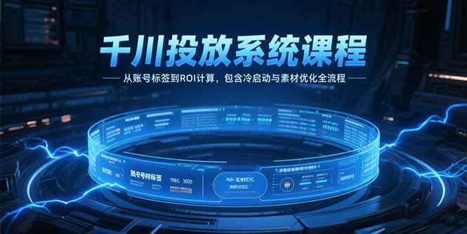 千川投放系统课程，从账号标签到ROI计算，包含冷启动与素材优化全流程-网创猫