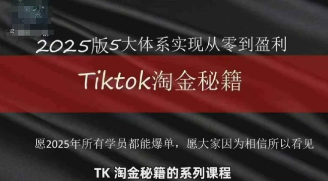 TikTok跨境2025淘金秘籍，​2025TikTok从0到盈利变现-网创猫