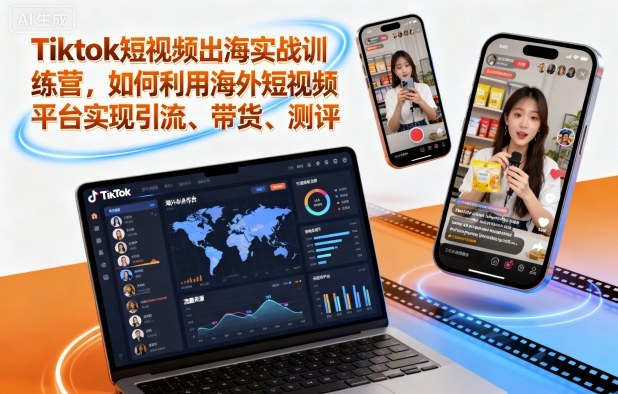Tiktok短视频出海实战训练营，如何利用海外短视频平台实现引流、带货、测评-网创猫