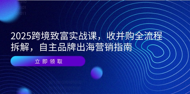 2025跨境致富实战课，收并购全流程拆解，自主品牌出海营销指南-网创猫