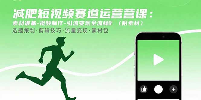 减肥短视频赛道运营课:素材准备-视频制作-引流变现全流程 (附素材)-网创猫