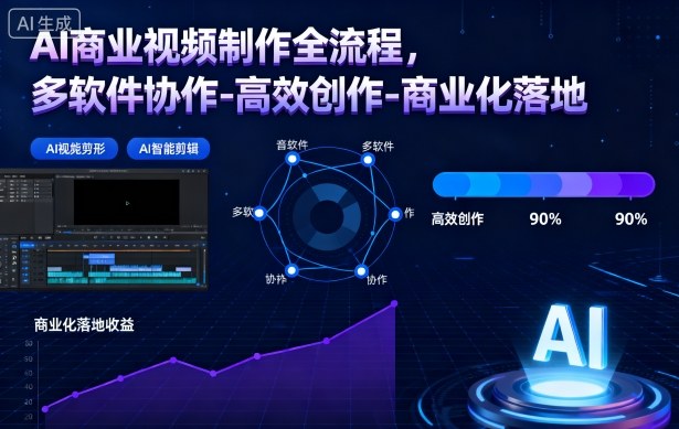 AI商业视频制作全流程，多软件协作-高效创作-商业化落地-网创猫