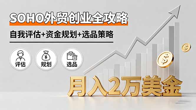 SOHO外贸创业全攻略，自我评估+资金规划+选品策略，月入2万美金-网创猫