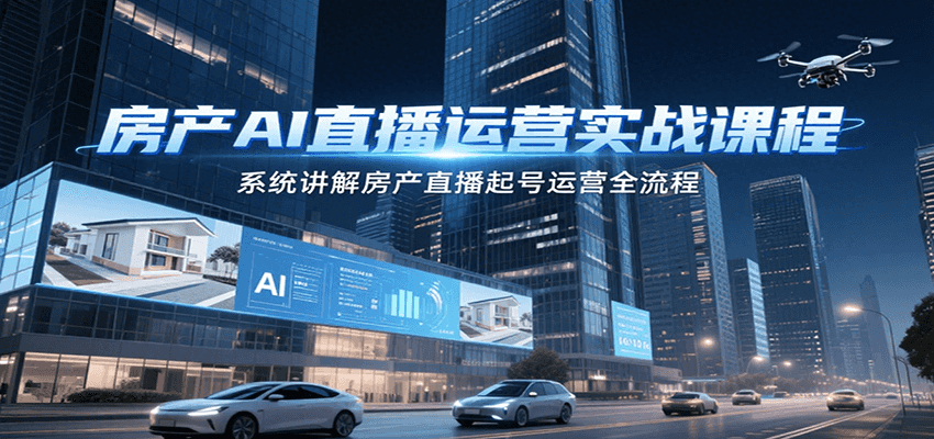 房产AI直播运营实战课程，系统讲解房产直播起号运营全流程-网创猫