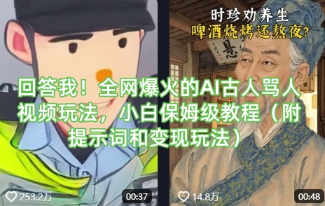 回答我！全网爆火的AI古人骂人视频玩法，小白保姆级教程(附提示词和变现玩法)-网创猫