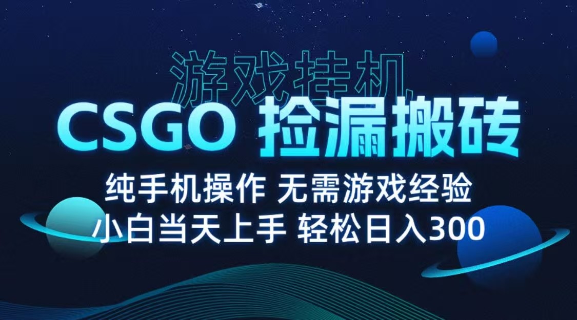 9月最新游戏搬砖，CSGO纯挂机，不需要玩游戏，实现真挂机，月入1W+-网创猫