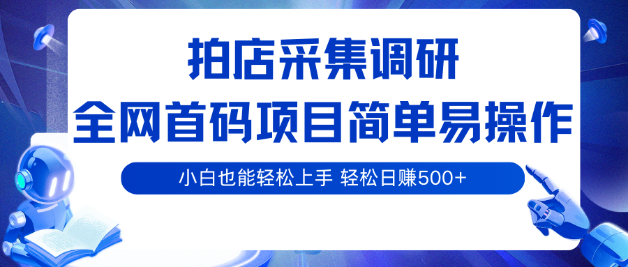 拍店采集调研，全网首码项目，简单易操作， 小白也能轻松上手，轻松日赚500+-网创猫