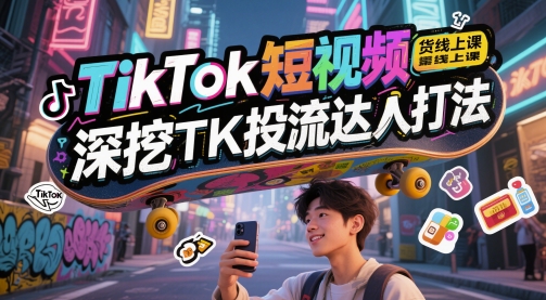 TikTok短视频带货线上课，深挖TK投流达人打法-网创猫