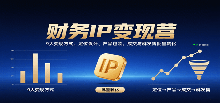 财务IP变现营：9大变现方式、定位设计、产品包装，成交与群发售批量转化-网创猫