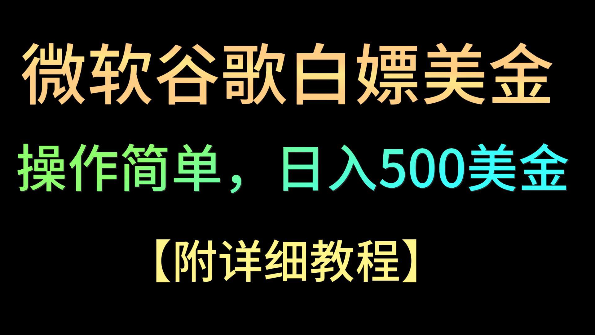 微软谷歌项目3.0，轻松日赚500+美金，操作简单，小白也可轻松入手！-网创猫