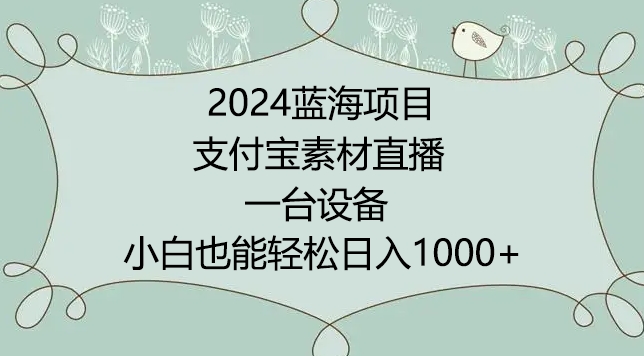 2024年蓝海项目，支付宝素材直播，无需出境，小白也能日入1000+ ，实操教程-网创猫