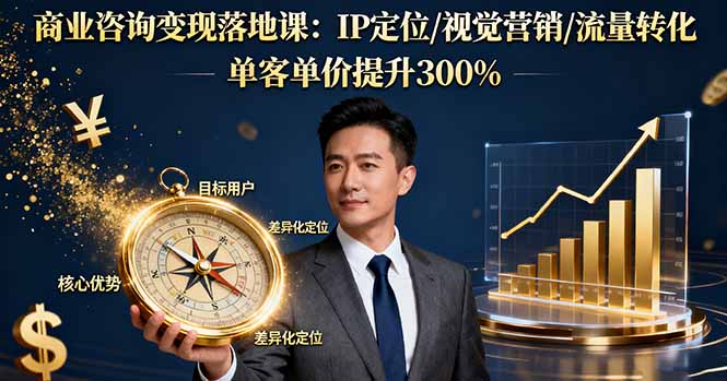 商业咨询变现落地课：IP定位/视觉营销/流量转化，单客单价提升300%-网创猫