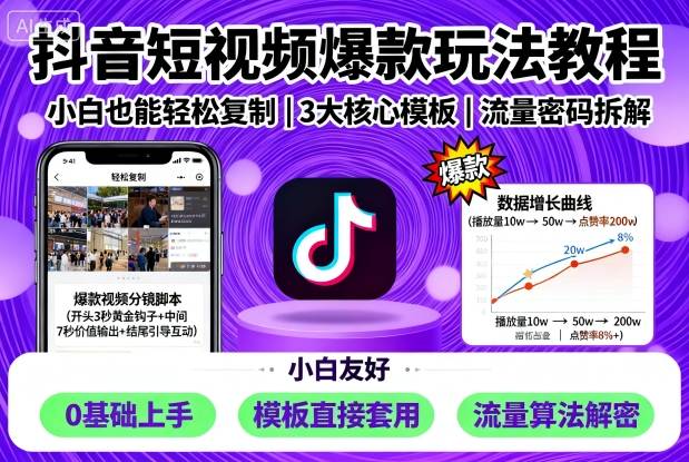 抖音短视频爆款玩法教程，小白也能轻松复制-网创猫