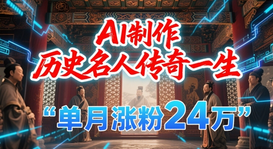 暴力起号！用AI制作历史名人传奇一生，单月涨粉24W，涨粉+变现赛道黑马来了-网创猫