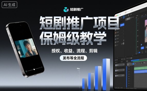 短剧推广项目保姆级教学，授权、收益、流程、剪辑，发布等全流程-网创猫