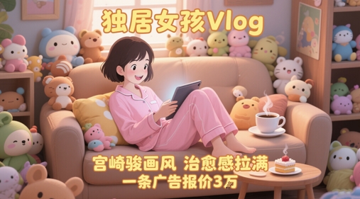 单个账号涨粉71W！用AI制作独居女孩Vlog，宫崎骏画风，治愈感拉满，一条广告报价3W-网创猫