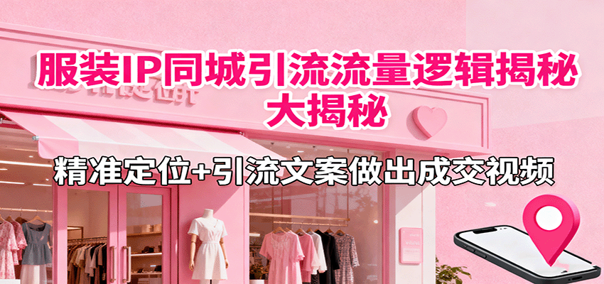 服装IP同城引流流量逻辑大揭秘，精准定位+引流文案做出成交视频-网创猫