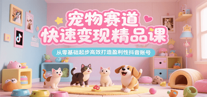 宠物赛道快速变现精品课，从零基础起步高效打造盈利性抖音账号-网创猫
