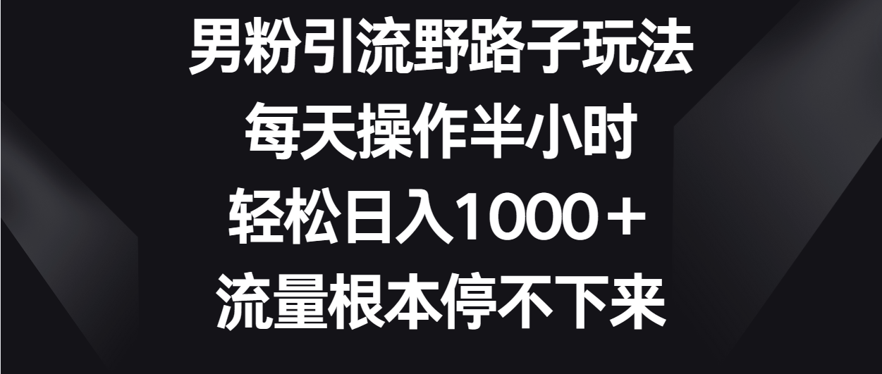 男粉引流野路子玩法，每天操作半小时轻松日入1000＋，流量根本停不下来-网创猫