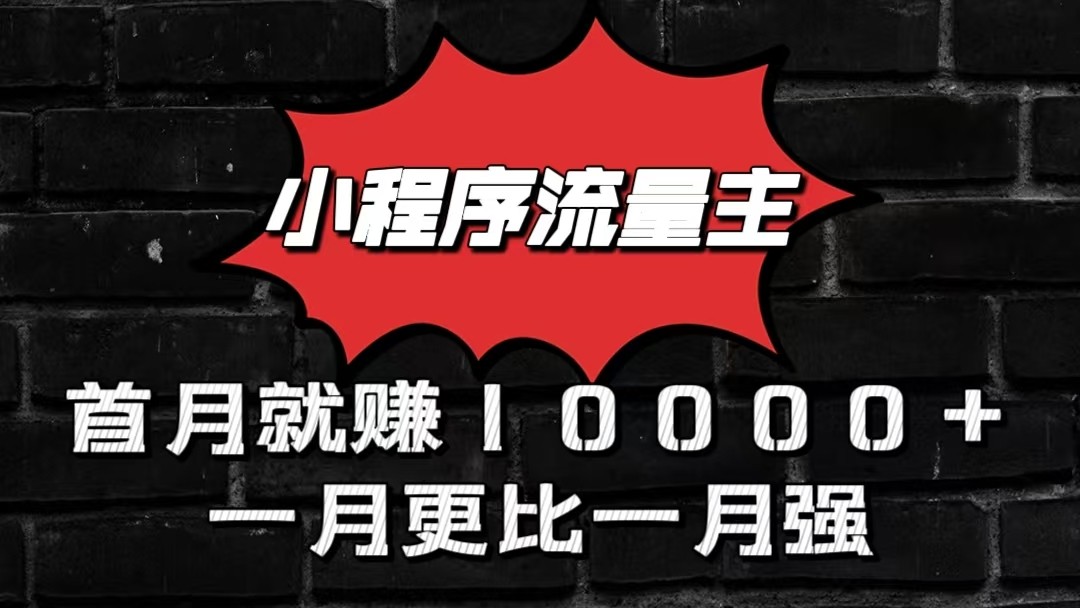 小程序流量主首月就赚10000+，一月更比一月强！小本创业首选-网创猫