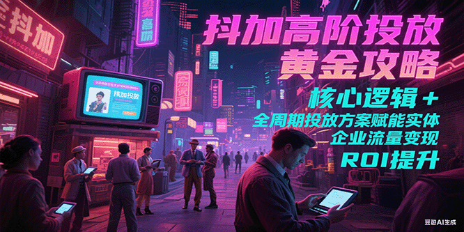 抖加高阶投放黄金攻略：核心逻辑全周期投放方案赋能实体企业流量变现 ROI 提升-网创猫