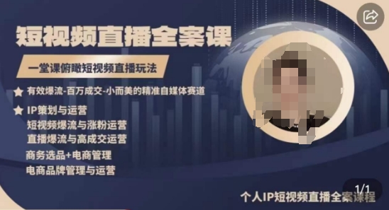 高品质IP短视频直播全案课程，一堂课俯瞰短视频直播玩法-网创猫