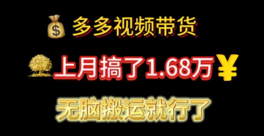 （11269期）多多视频带货：上月搞了1.68万，无脑搬运就行了-网创猫